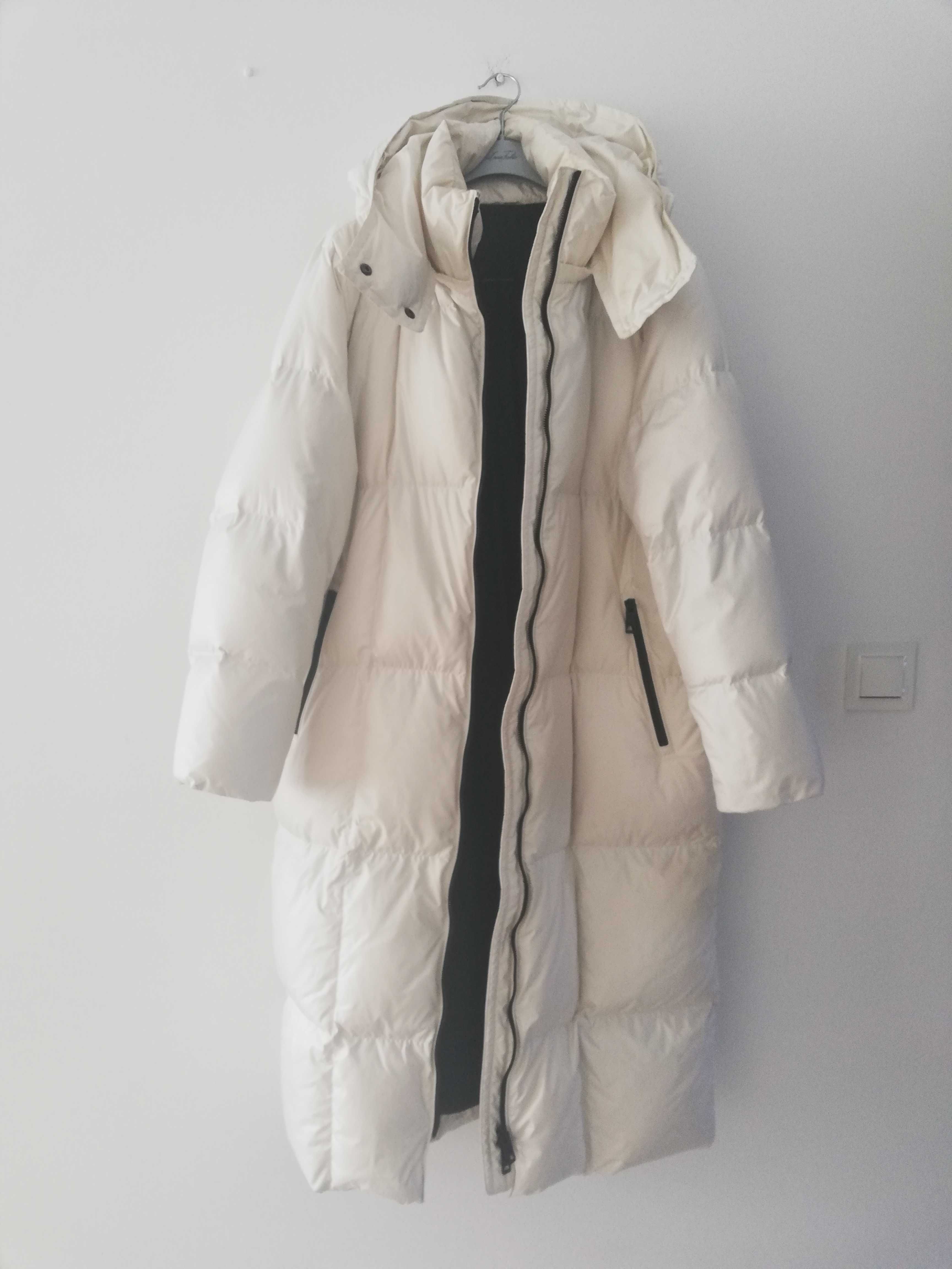 Massimo Dutti Długa kurtka puchowa Płaszcz puchowy zimowy 40L