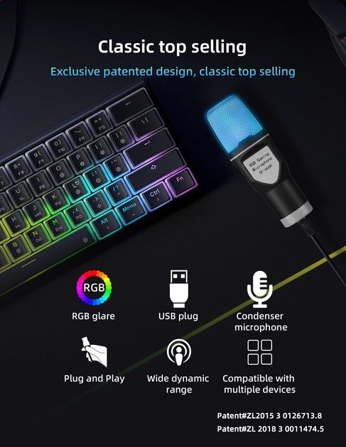 УВАГА!!! Продається новий професійний мікрофон для ПК з RGB-підсвіткою