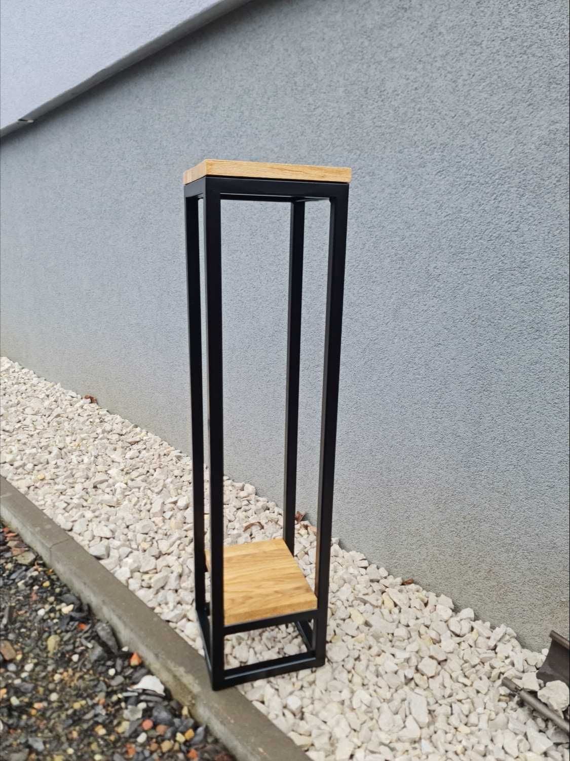 Kwietnik LOFT czarny metalowy 60cm 2 blaty 20x20cm