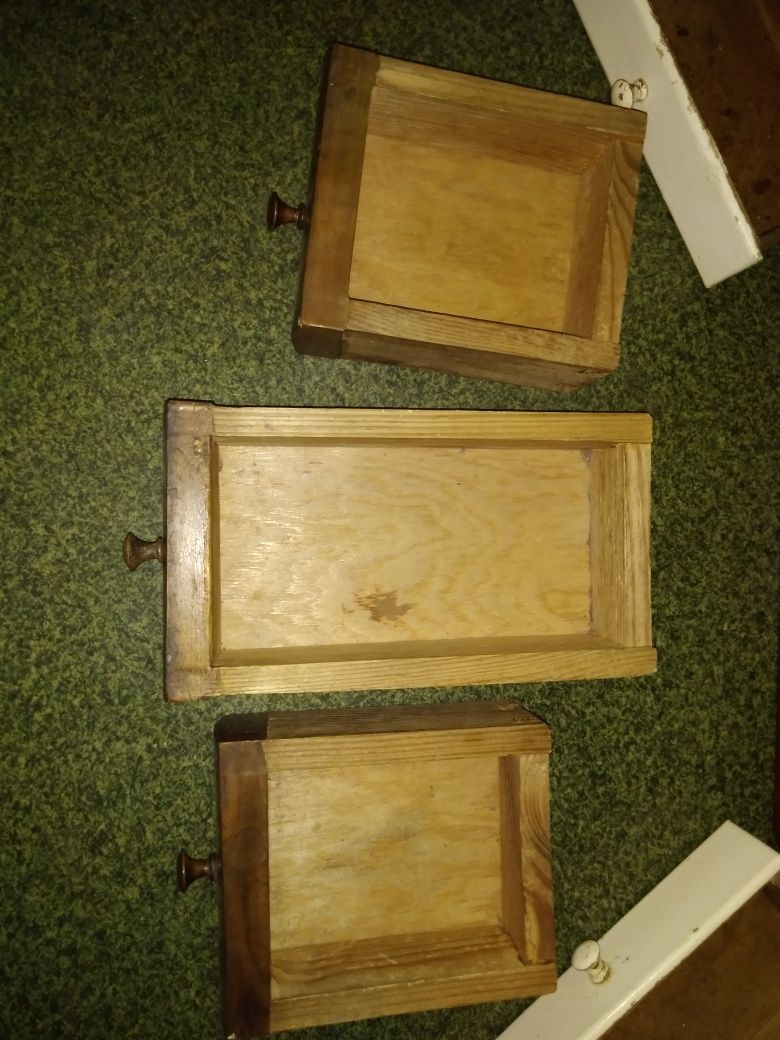Drewniane szuflady, szufladki z Prl