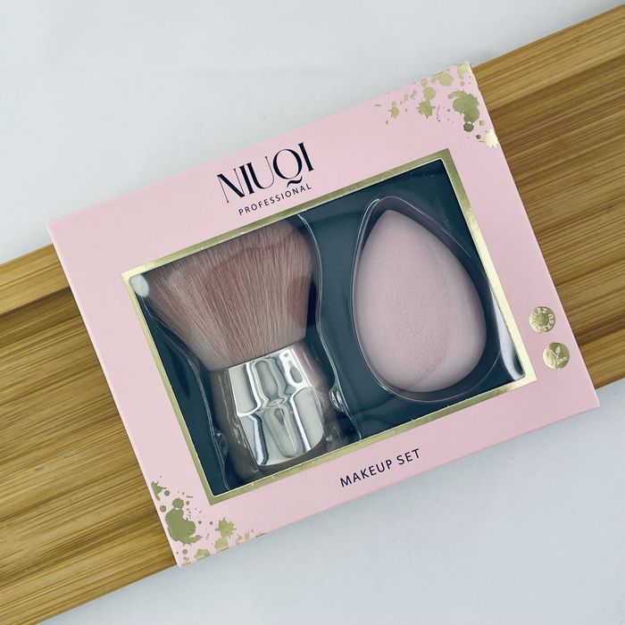 Niuqi Makeup Set Zestaw Pędzel Kabuki Z Gąbeczką 3d