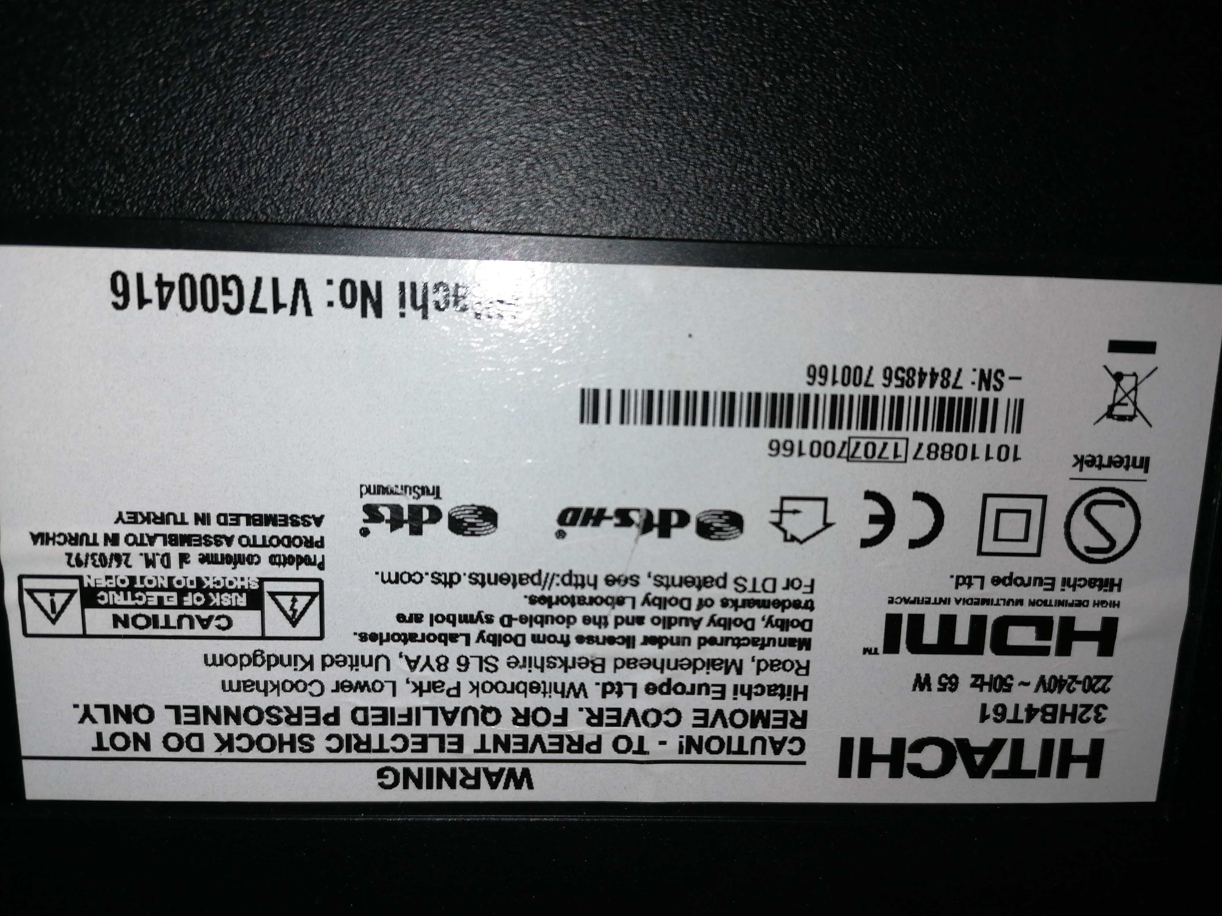 Telewizor Hitachi model: 32HB4T61 odbiera programynadawane w DVB-T2