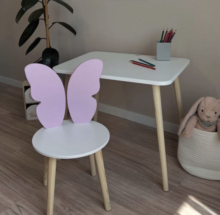 Дитячий стіл, стіл та стілець, стільчик зайка