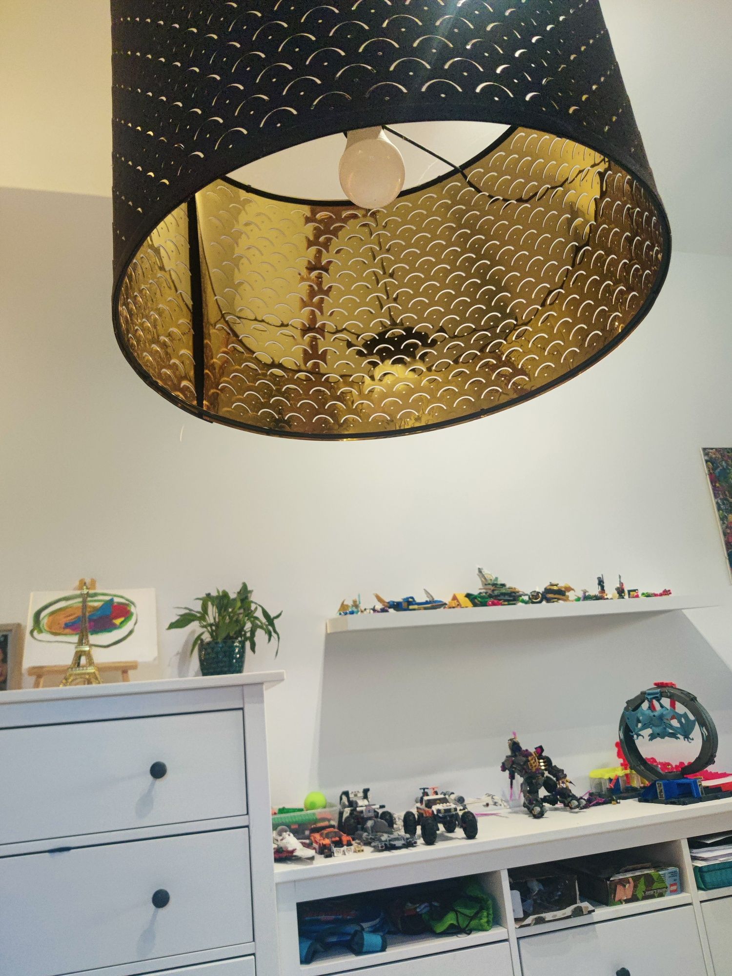 Żyrandol lampa wisząca sufitowa czarno złota