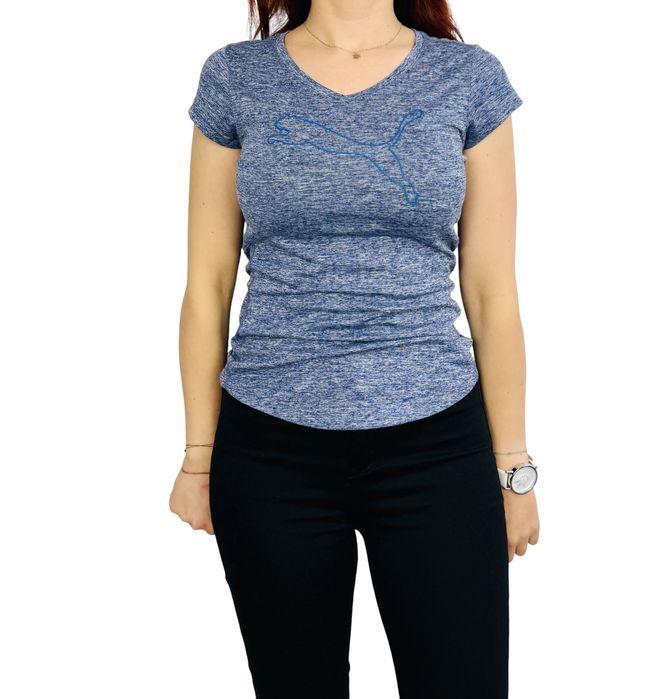 Dopasowany niebieski T-shirt sportowy S 36