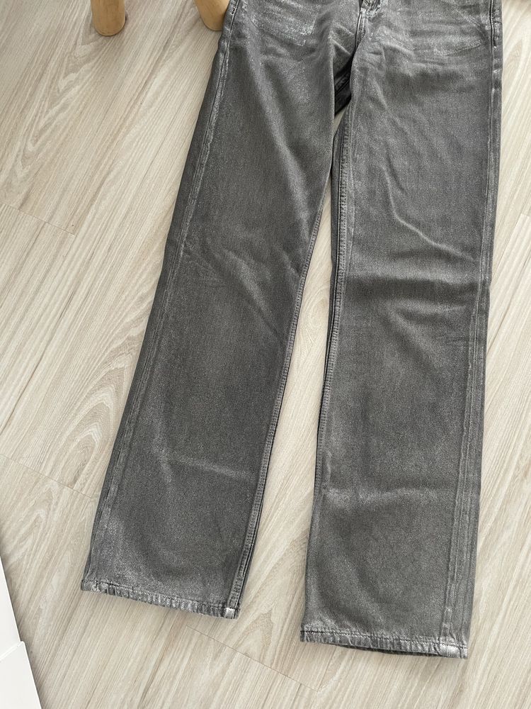 szaro srebrne jeansy zara 32