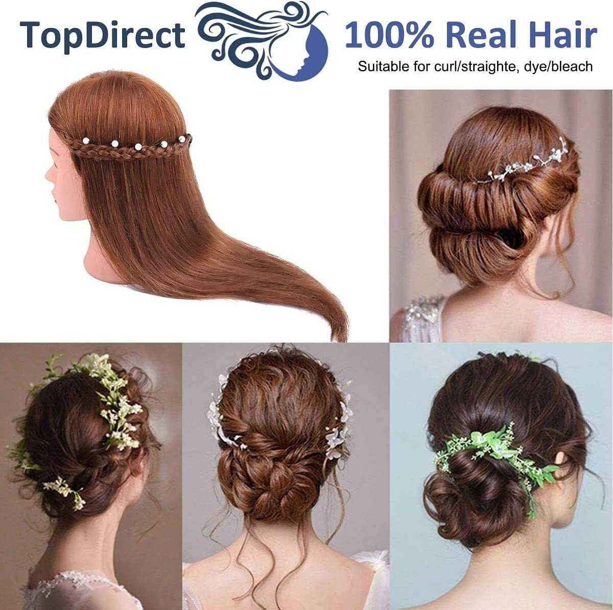 Cabeça de Manequim, TopDirect  100% Cabelo Humano Práticas Formação