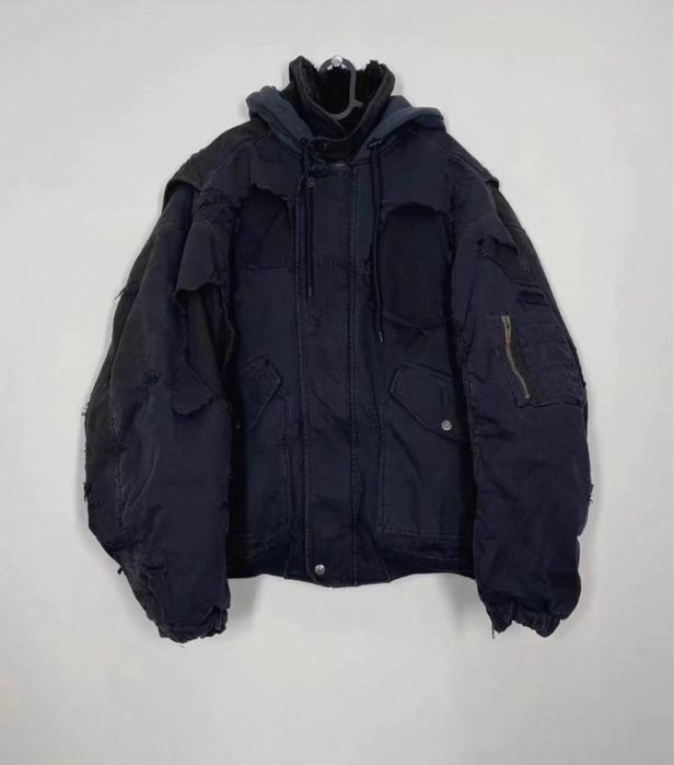 Balenciaga destroyed distress bomber jacket