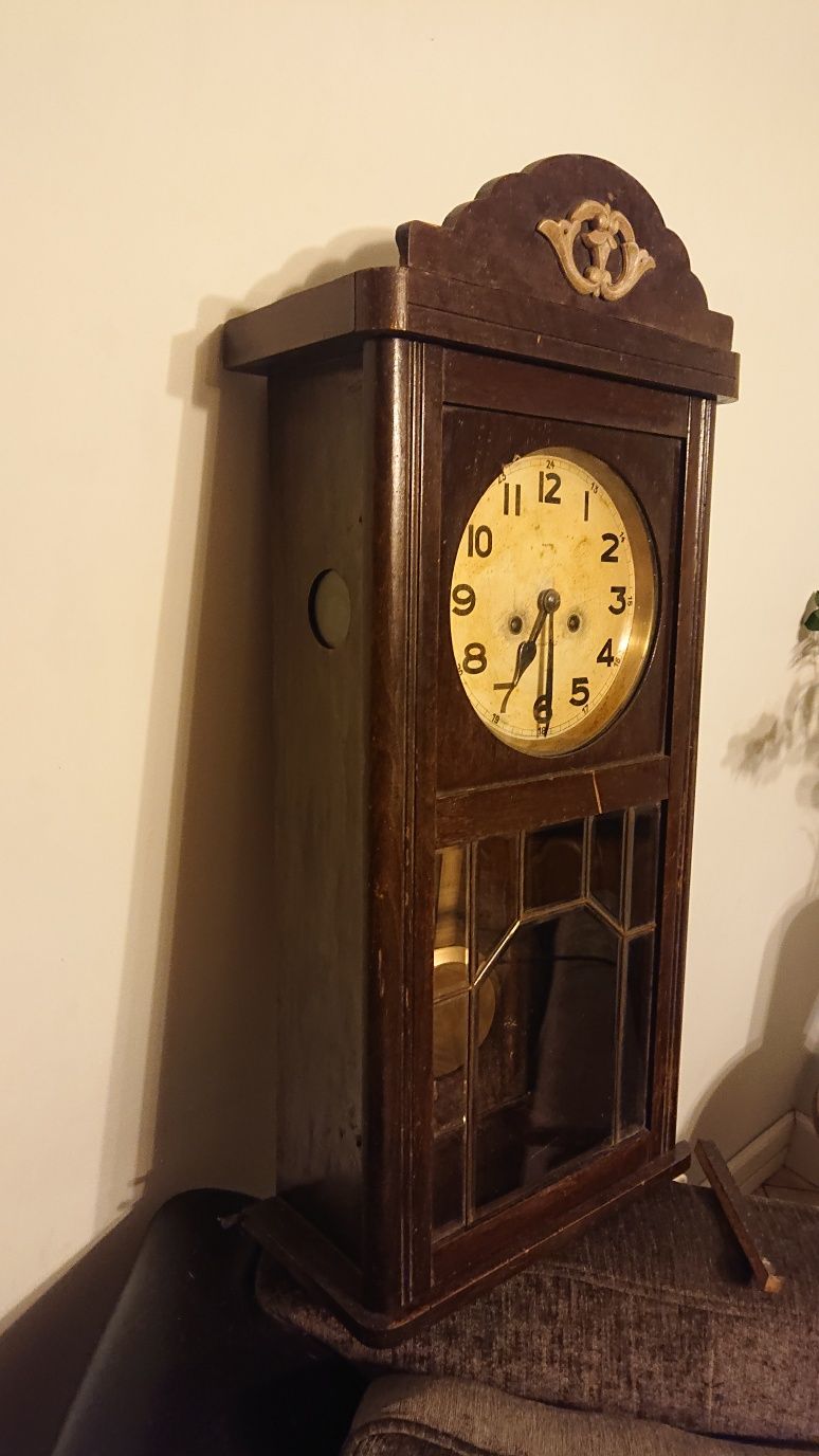 Zegar scienny antyk XIX w. sygnowany