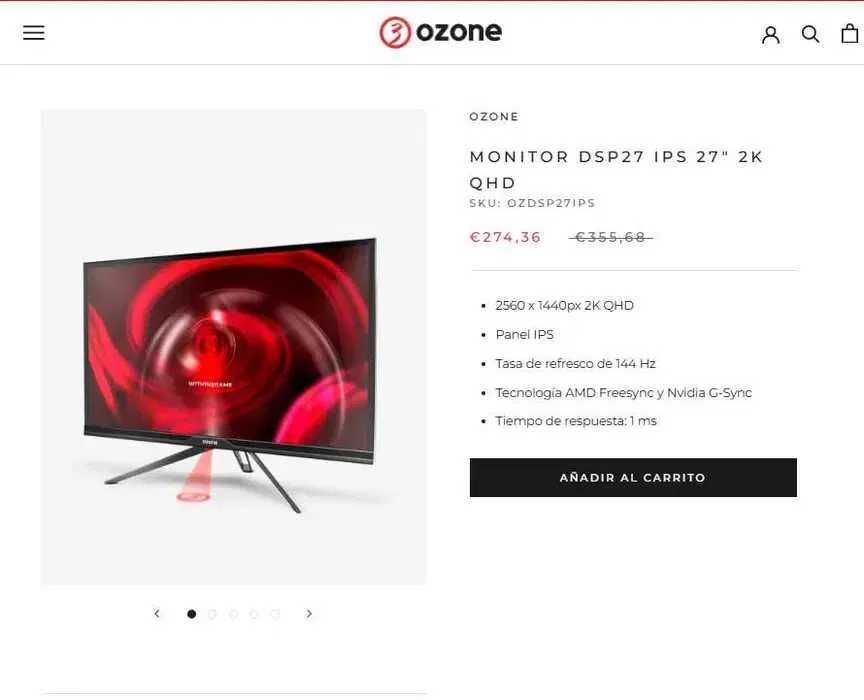 monitor gaming ozone DSP27 WQHD IPS 144HZ