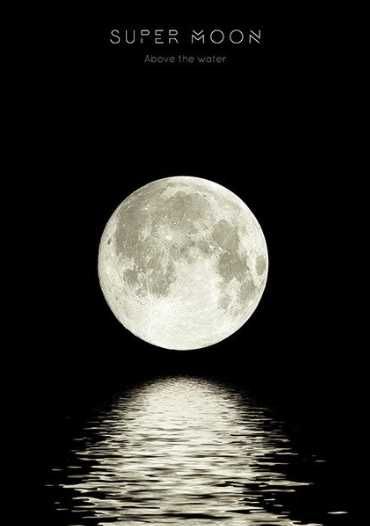 Картина на холсте Луна над морем с лунной дорожкой 21x30cm без рамки