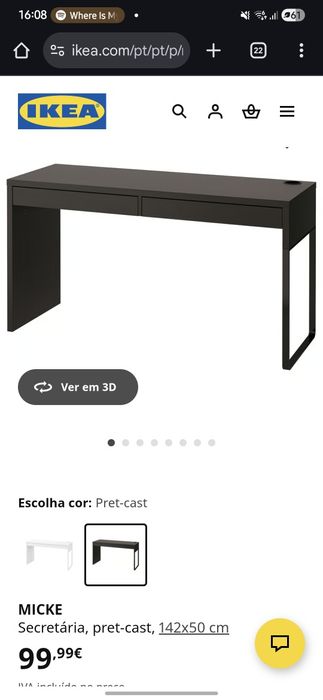 Secretaria duas gavetas preta