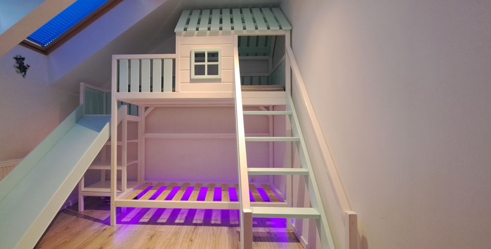 Łóżko drewniane pietrowe domek dla dzieci