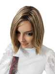Peruka naturalna bez grzywki , bob  deluxe ciemny blond  modneperuki