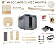 Sauna kwadratowa ogrodowa do złożenia samodzielnego montażu drewno
