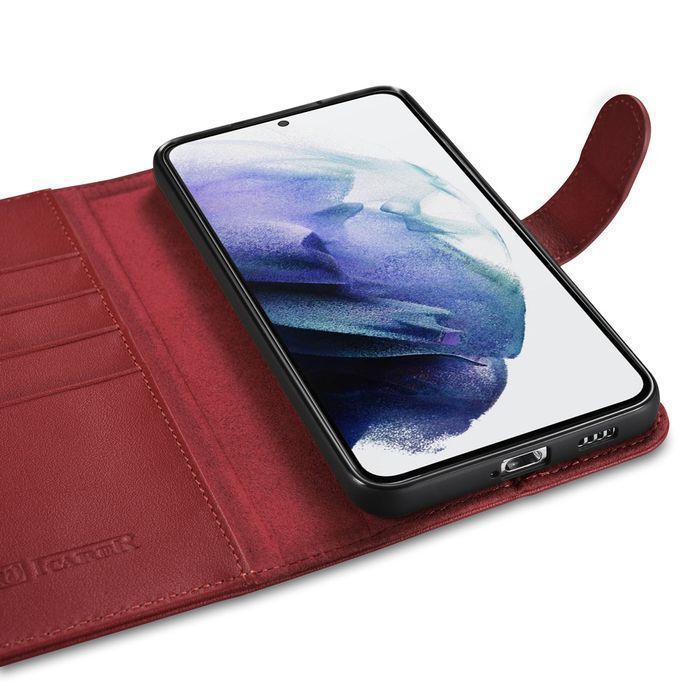 Etui Portfel Skórzane do Samsung Galaxy S22+ - Czerwone