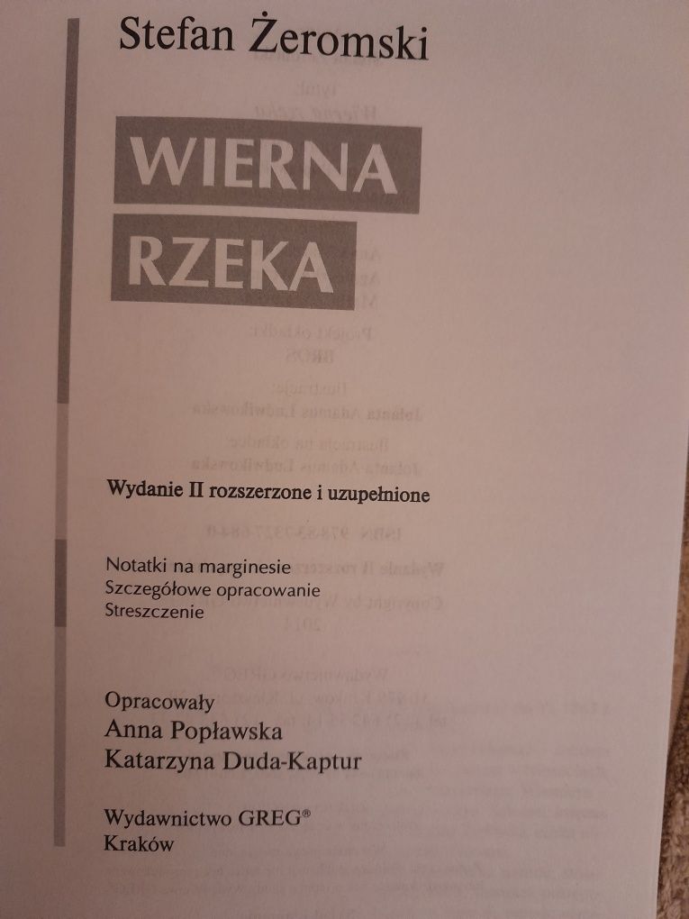 Wierna rzeka, lektura z opracowaniem