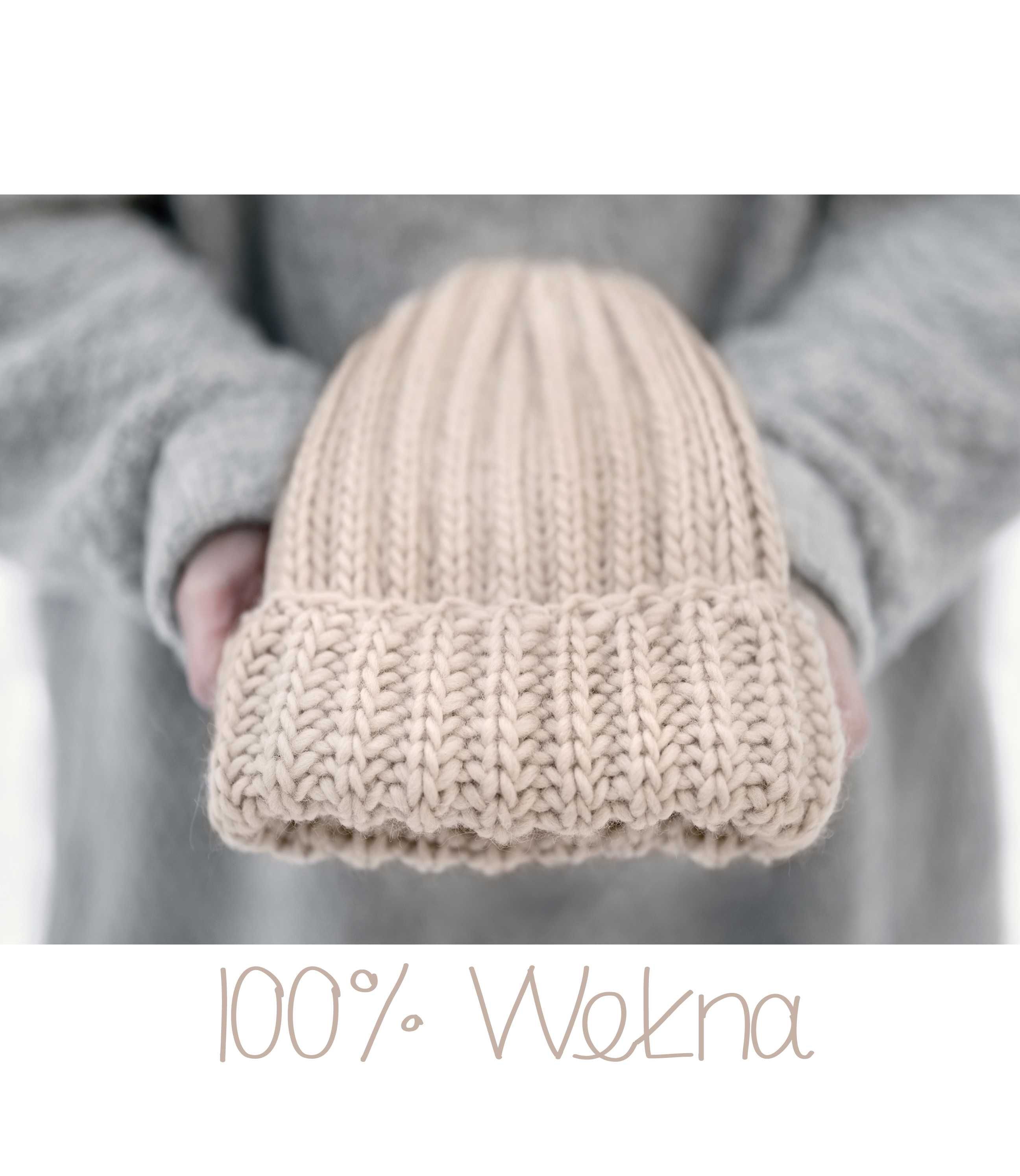 Zimowe grube ciepłe czapki wełniane beanie rękodzieło handmade