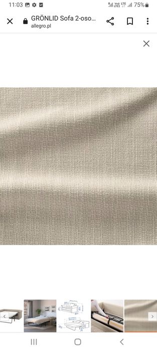 Nowa modułowa ROZKŁADA sofa 2 os. GRONLID z Ikea -40% ceny