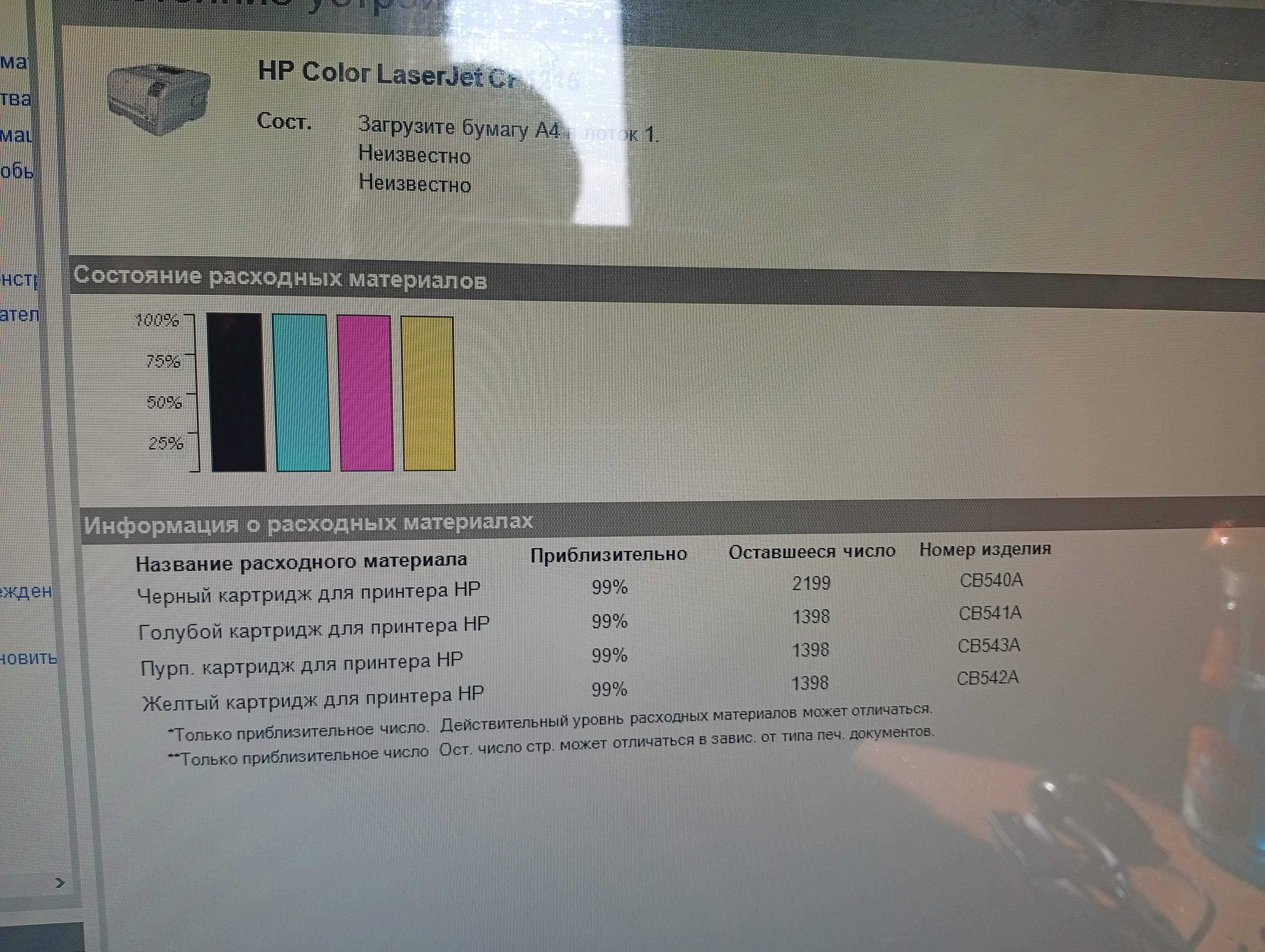 Кольоровий лазерний принтер HP Color LaserJet CP1215, заправлений 100%