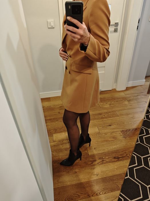 Marynarka ZARA XS camel długa