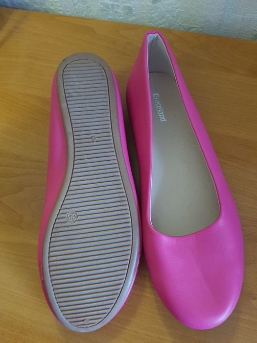 Балетки женские розовые,  кожа
