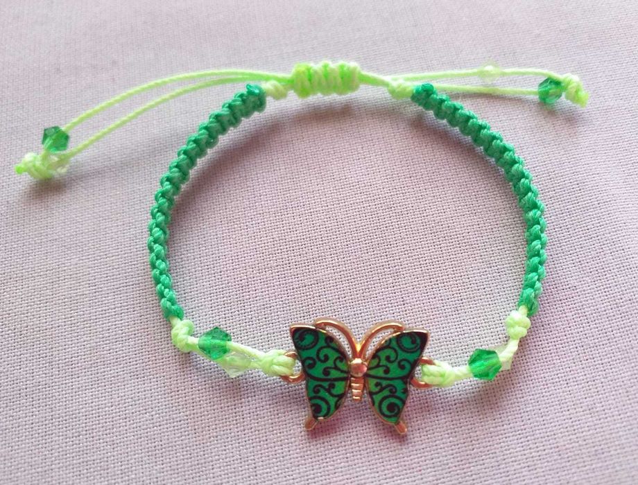 Pulseira em Macramê Borboleta Verde