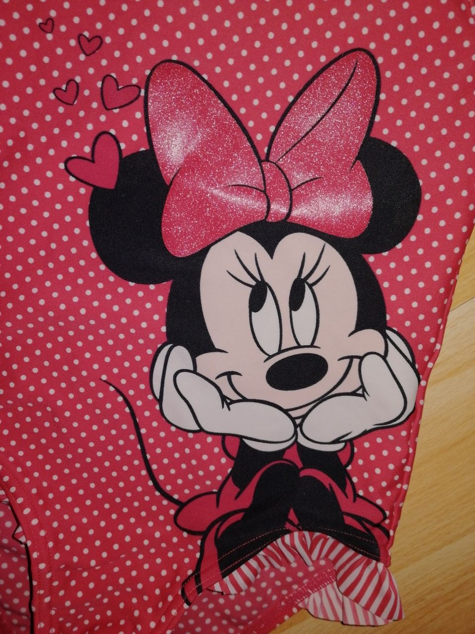 Strój kostium kąpielowy brokat falbanki Myszka Minnie na 92-98cm