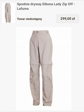 Spodnie dryway Dibona Lady Zip Off firmy Lafuma Rozmiar 40