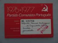 Cartão 1976/1977 Partido Comunista Português