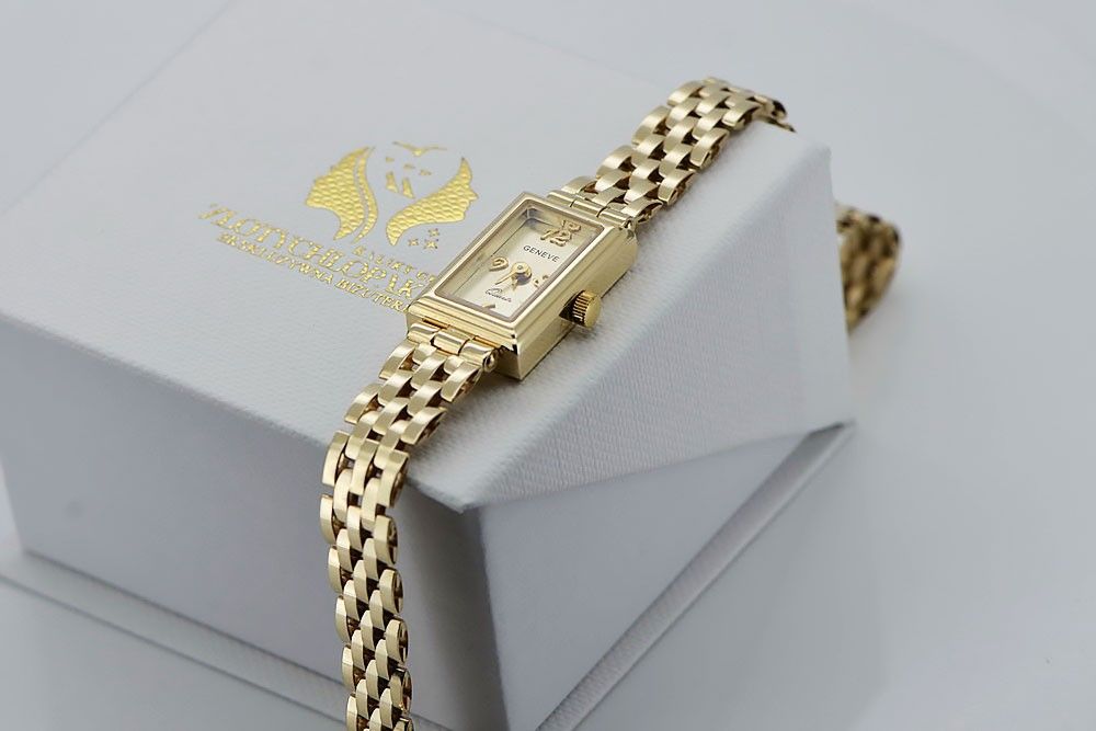 Prześliczny 14k damski złoty zegarek Geneve lw018y Katowice biżuteria