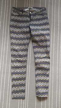 Spodnie rurki wzorzyste bawełniane elastyczne jak nowe