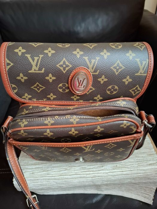 Torebka brązowo czarna a la louis vuitton na długim pasku