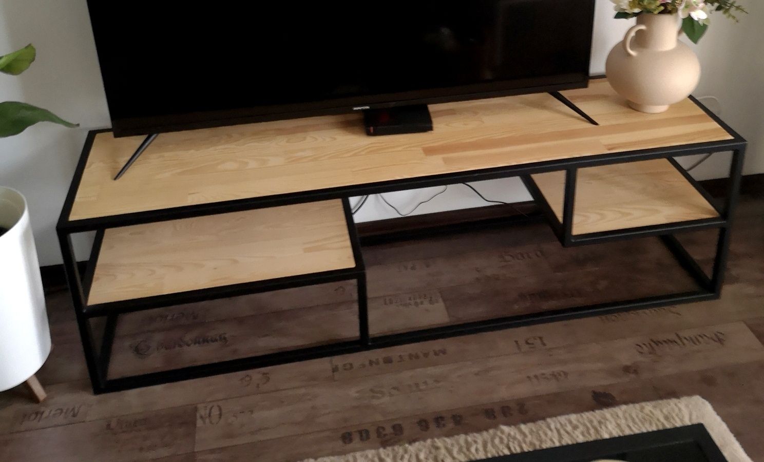 Szafka rtv sosna z metalem 150 cm loft wymienne blaty