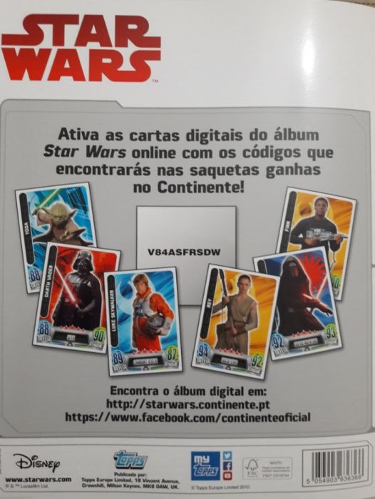 Carderneta ou Album Star Wars - Campanha Continente