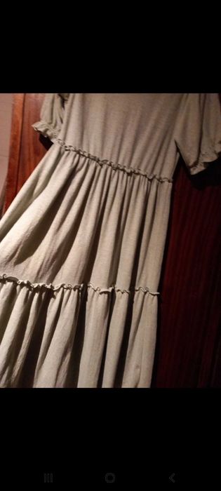 Vestido de verão e meia estação, comprido, verde água - M - Tiffosi