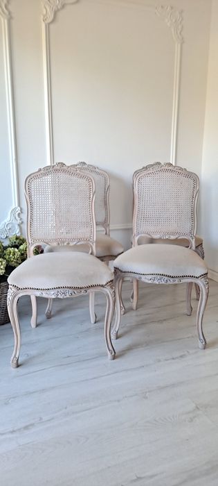 Stylowe krzesła rafia Shabby Chic Ludwikowskie Ludwik Prowansja  boho