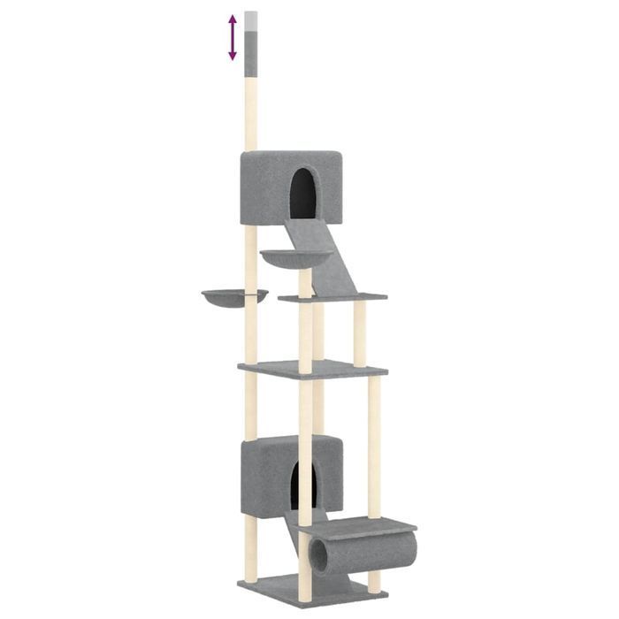 Vidaxl Drzewko Dla Kota, Od Podłogi Po Sufit, Jasnoszare, 277-303 Cm