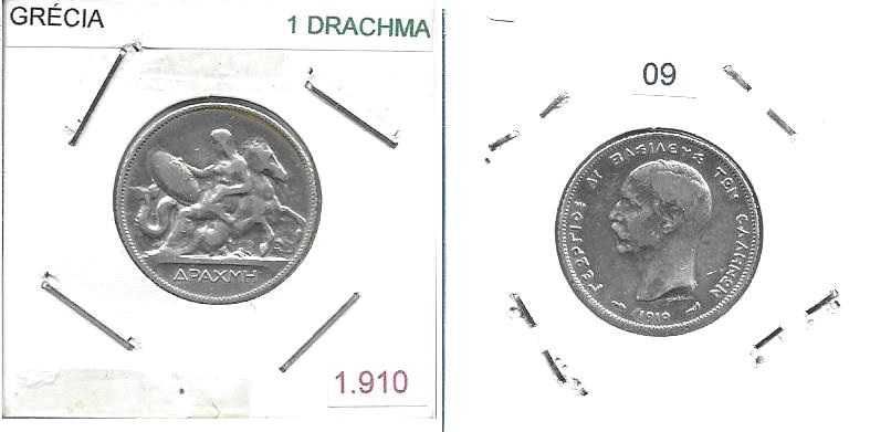 Grécia - - 1 Drachma - 1910 - - “George I - Thetis” - - Moeda de Prata