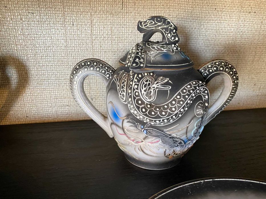 servico chines tons cinzento varias pecas  antigo