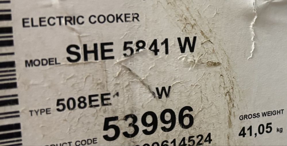 Amica SHE 5841W Kuchenka wolnostojąca Płyta Biały