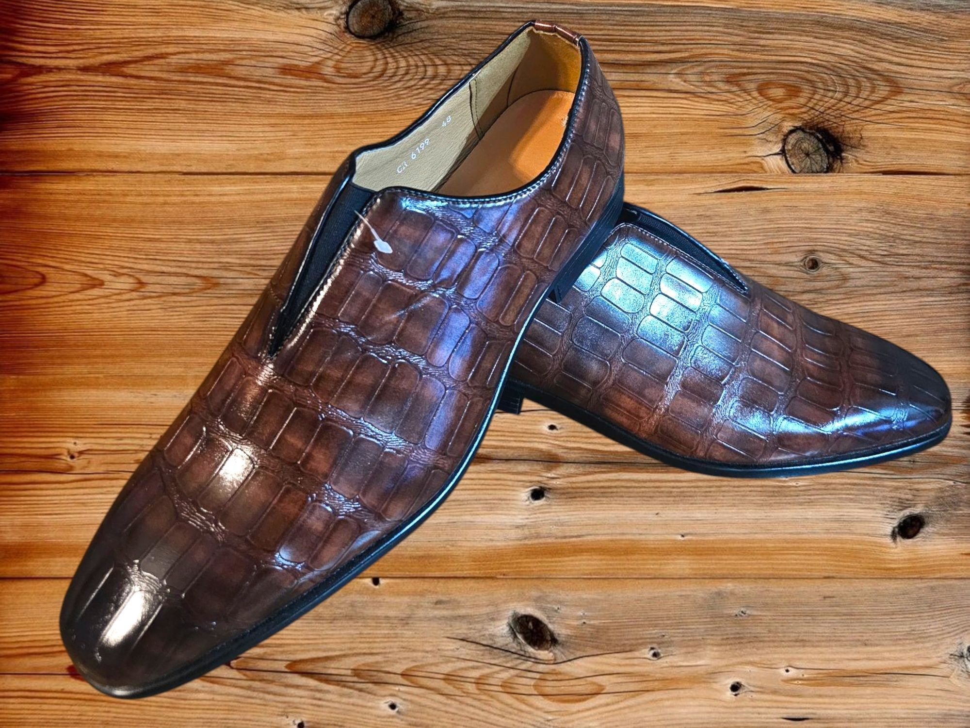 Męskie Mokasyny buty eleganckie lakierowane cudo r.48