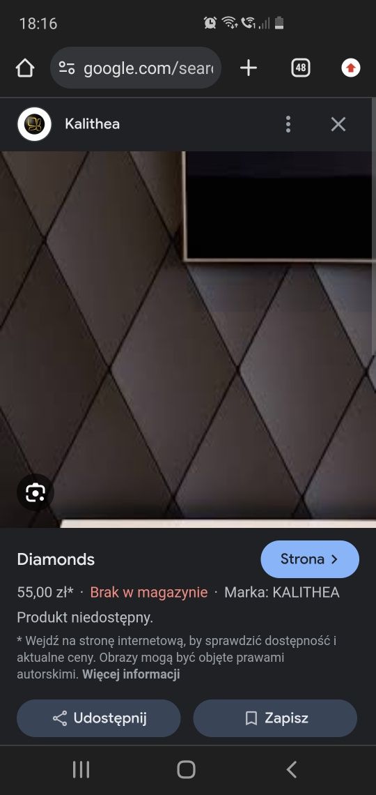 NOWY panel Kalithea diamond 3szt czarny rombowy 3D
