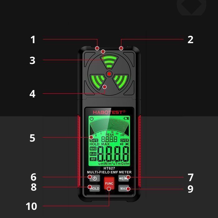 Miernik Pola Elektromagnetycznego EMF Tester Fal Radiowych Habotest