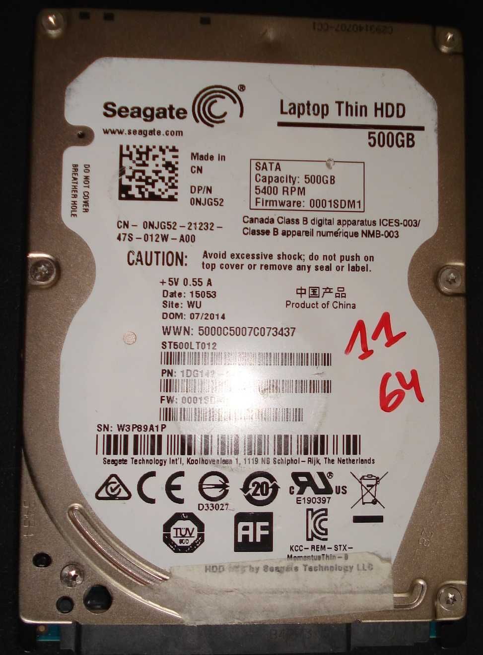 Vendo disco rigido Seagate de 500 G 2,5"