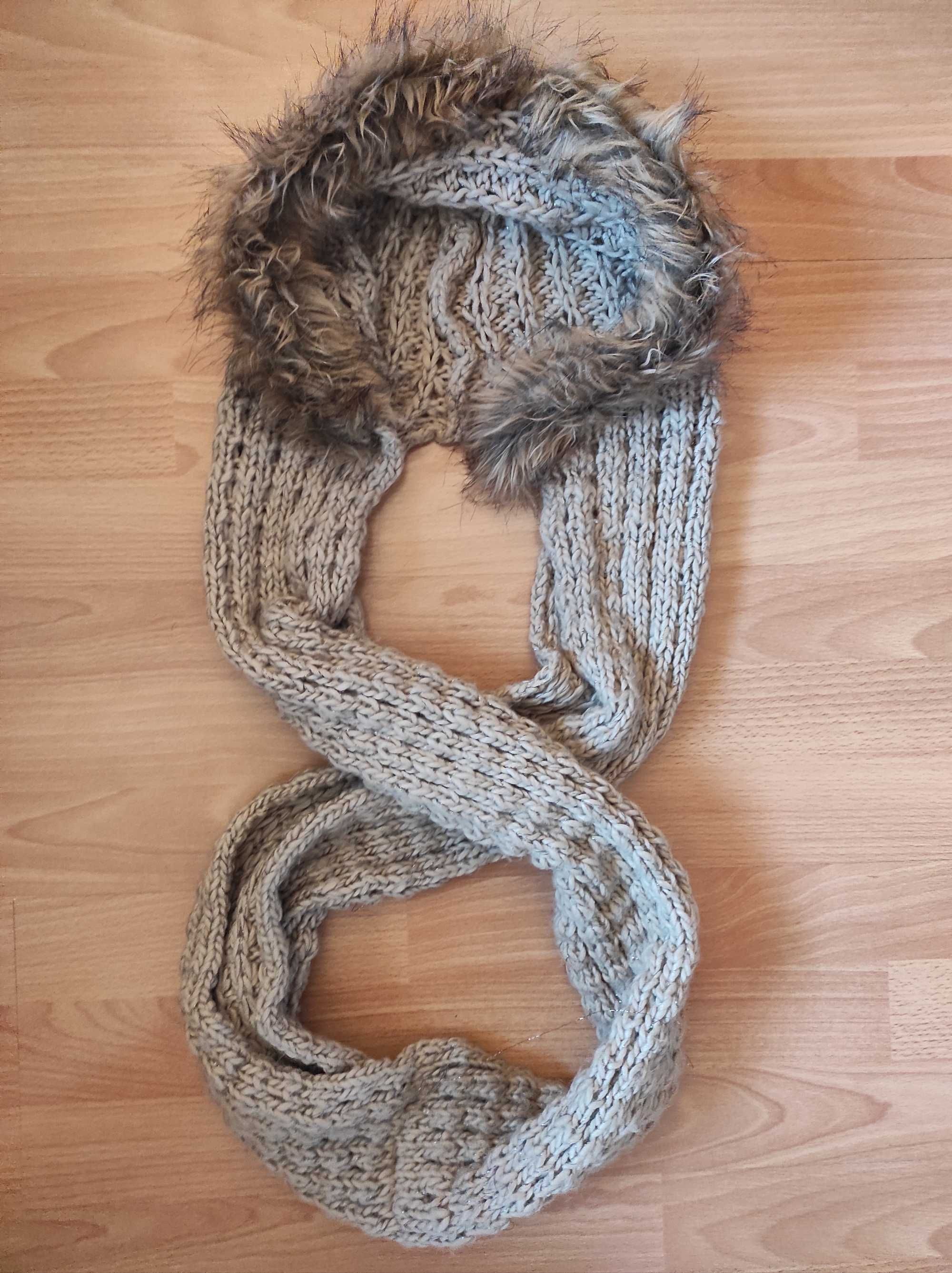 Szal szalik z kapturem damski 100 cm