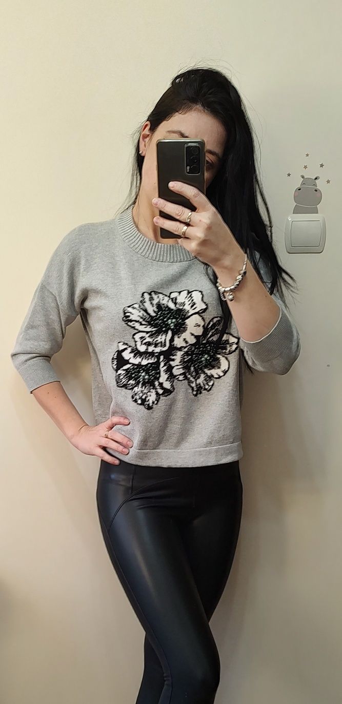 Sweterek damski z rękawem 3/4 rozmiar M, 100% bawełna, French Connecti