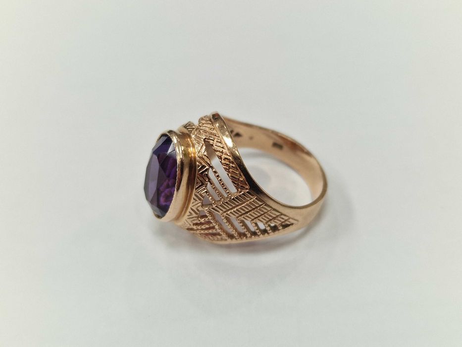 ZSRR od 1958 roku/ Złoty sygnet/ 583/ 8.48 gram/ R18/ Ametyst