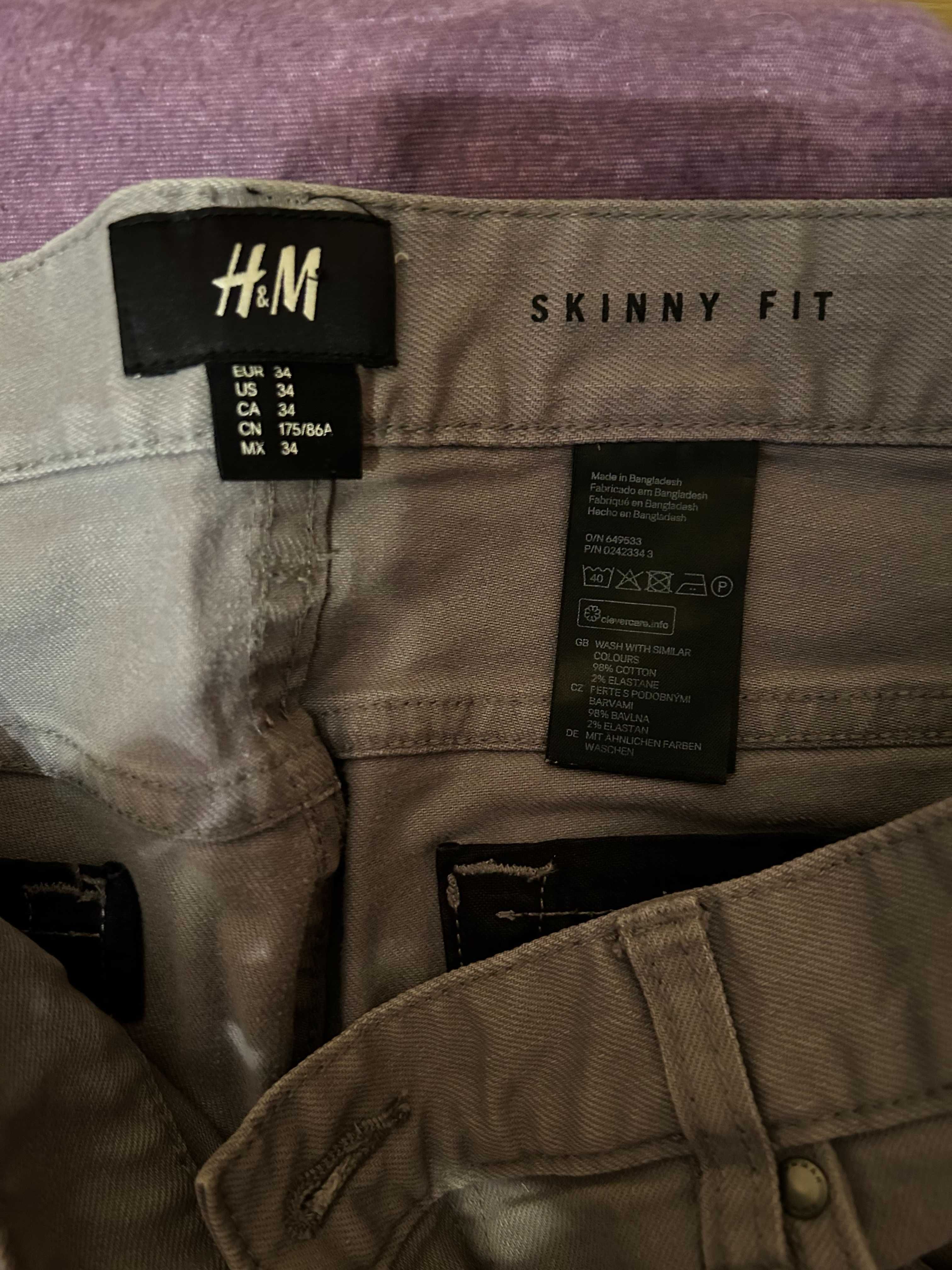 H&M Jeansy Jasnoszary Denim roz.34