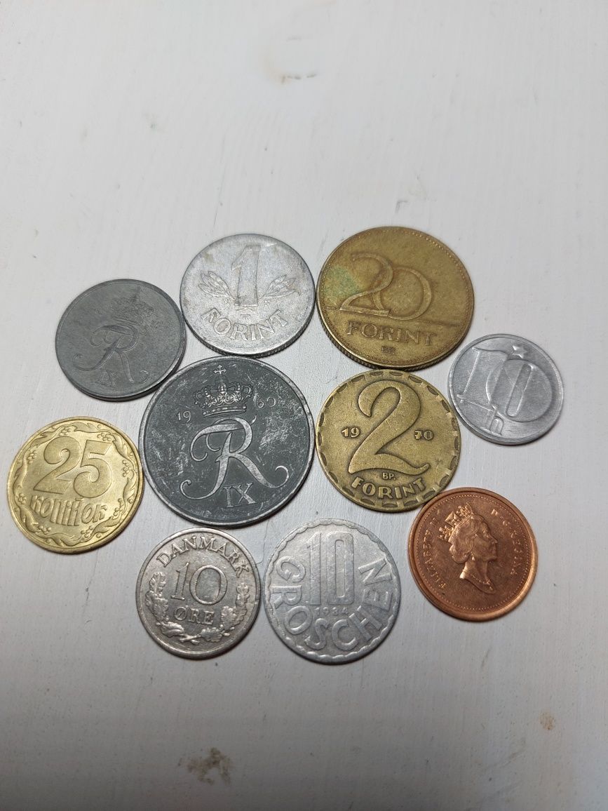 Zestaw monet różne stare monety moneta obiegowe